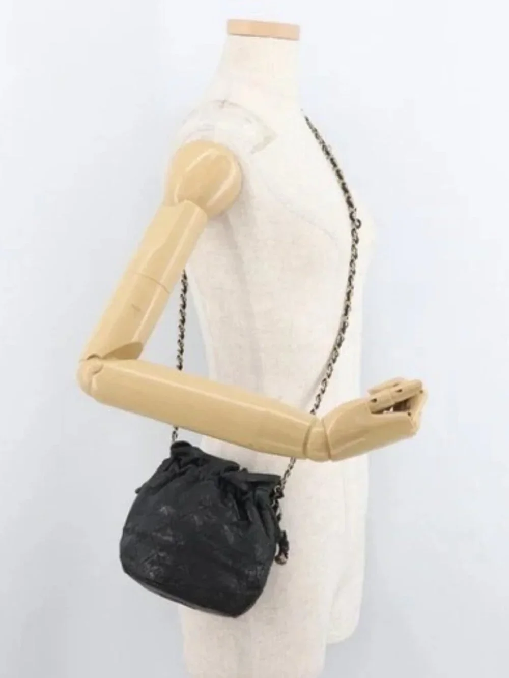 CHANEL Matelasse Chain Shoulder Bag Lamb Skin Black Gold CC Auth BD2003